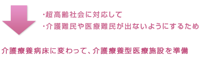 介護療養病床に変わって、介護療養型医療施設を準備