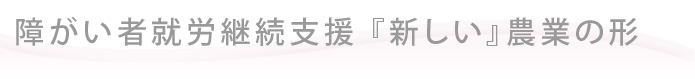 障がい者就労継続支援 『新しい』農業の形